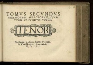 Tomus secundus psalmorum selectorum. Tenor