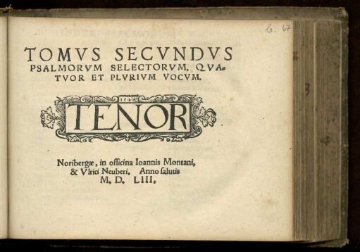 Tomus secundus psalmorum selectorum. Tenor