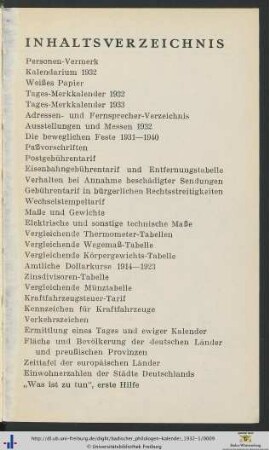 Inhaltsverzeichnis.