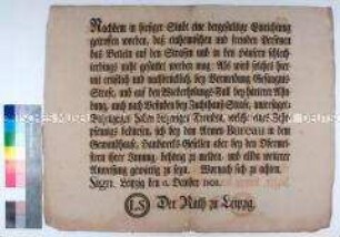 Verordnung des Rates zu Leipzig gegen Bettelei