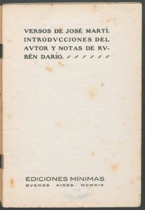 Versos : Introducciónes del autor y notas de Rubén Darío