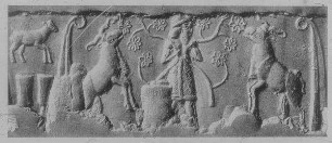 Rollsiegelbild d. Djemdet Nasr-Zeit aus Uruk [Warka]