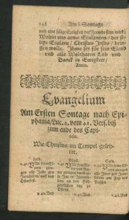 Evangelium Am Ersten Sontage nach Epiphania