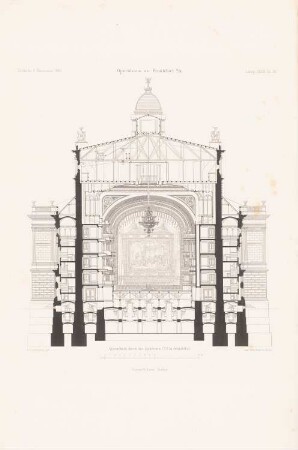 Neues Theater (Oper), Frankfurt/Main: Querschnitt CD (aus: Atlas zur Zeitschrift für Bauwesen, hrsg. v. L.v.Tiedemann, Jg. 33, 1883)