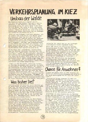 Flugschrift: Verkehrsplanung im Kiez. Umbau der Walde, 1982