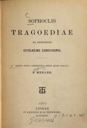 Sophoclis Tragoediae