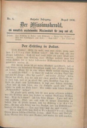 Nr. 8. Sechster Jahrgang. August 1906.