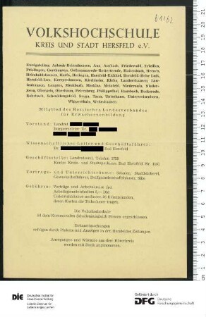 Programm Jahr 1961/1962