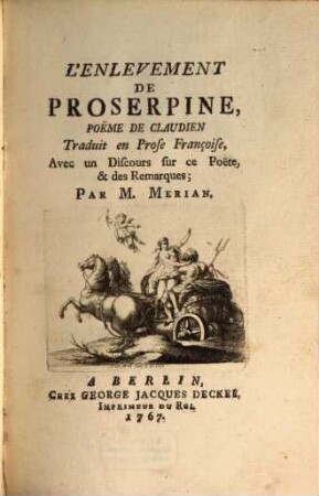 L' Enlevement De Proserpine : Poëme De Claudien