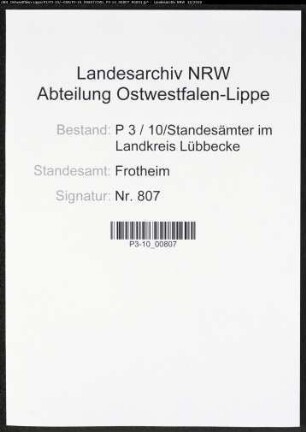 Sterberegister Standesamt Frotheim