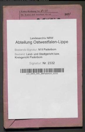Erblasser: Schrewe, Johann; Erblasser: Schrewe, Wilhelmine, geb. Klockenkemper: