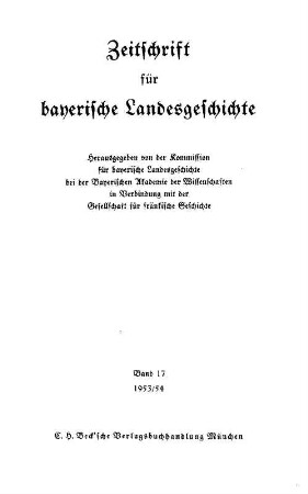 Zeitschrift für bayerische Landesgeschichte : ZBLG. 17, 17. 1953/54