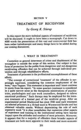 201-216, Treatment of Recidivism