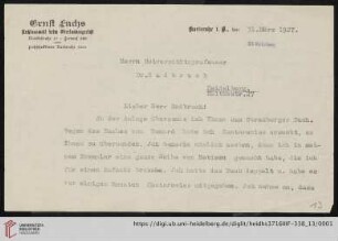 Nachlass Gustav Radbruch. Korrespondenz Ernst Fuchs/Gustav Radbruch: Brief von Ernst Fuchs an Gustav Radbruch