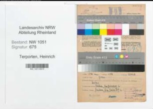 Entnazifizierung Heinrich Terporten , geb. 26.10.1912 (Bahnsekretaer)