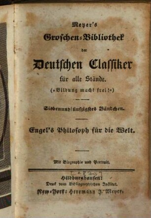 Johann Jacob Engel. [1], Philosoph für die Welt