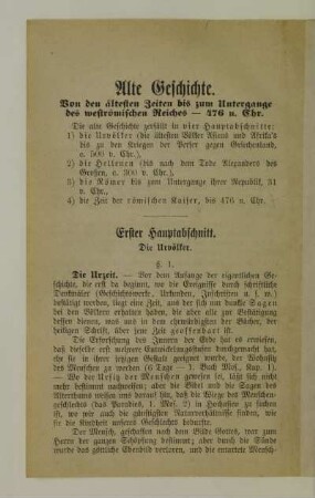 Alte Geschichte. Von den ältesten Zeiten bis zum Untergange des weströmischen Reiches - 476 n. Chr.