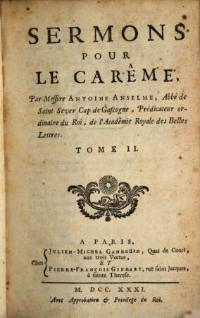 Sermons, 2. Pour Le Carême
