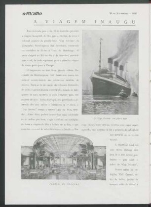 A viagem inaugural do "Cap Arcona"