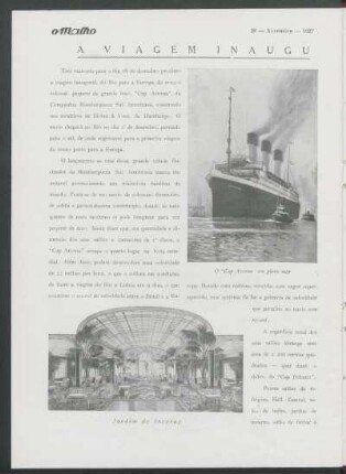 A viagem inaugural do "Cap Arcona"