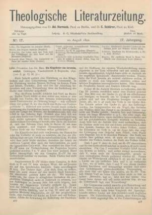 417-419 [Rezension] Löhr, Max, Die Klagelieder des Jeremias, erklärt