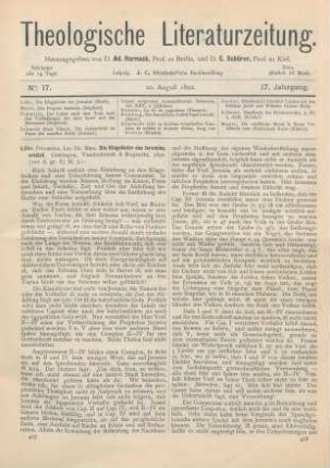 417-419 [Rezension] Löhr, Max, Die Klagelieder des Jeremias, erklärt