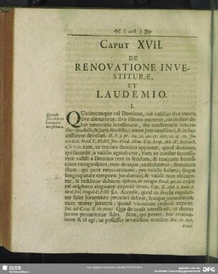 Caput XVII. De Renovatione Investiturae, Et Laudemio