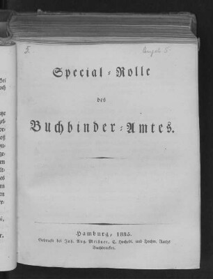 Special-Rolle des Buchbinder-Amtes
