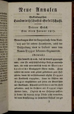 Drittes Stück. Den 16ten Januar 1817