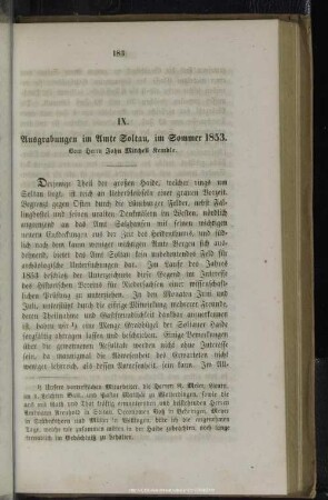 IX. Ausgrabungen im Amte Soltau, im Sommer 1853