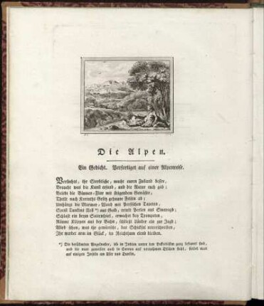 Die Alpen. Ein Gedicht. Verfertigt auf einer Alpenreise. / Les Alpes. Poëme. Composé sur un Voyage aux Alpes.