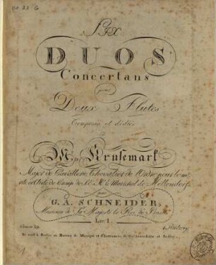 Six duos concertans pour deux flutes : oeuvre 29, 1