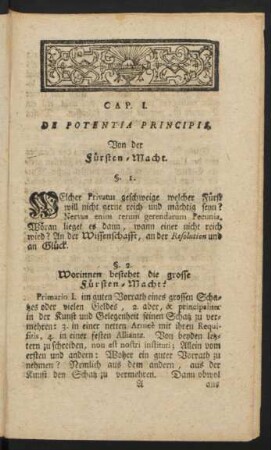 Cap. I. De Potentia Principis