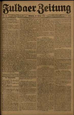 Ausgabe vom Mittwoch, den 28. Januar 1920.
