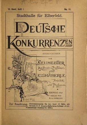 Deutsche Konkurrenzen, 6. 1896 = Nr. 61 - 72