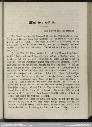 Was wir wollen. [Vorwort]