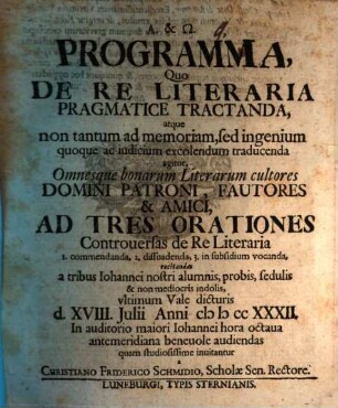 Programma, quo de re literaria pragmatice tractanda