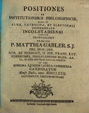 Positiones ex institutionibus philosophicis