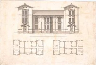 Voit, August von; München, Maximilianstr.; Wohnbauten - Grundrisse, Aufriss