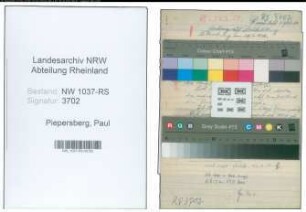 Entnazifizierung Paul Piepersberg , geb. 25.10.1898 (Postbetriebswart)