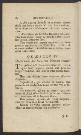 Qaestio IV. Quam varii sint Sacrorum librorum textus?