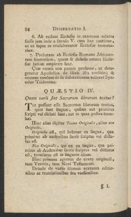 Qaestio IV. Quam varii sint Sacrorum librorum textus?