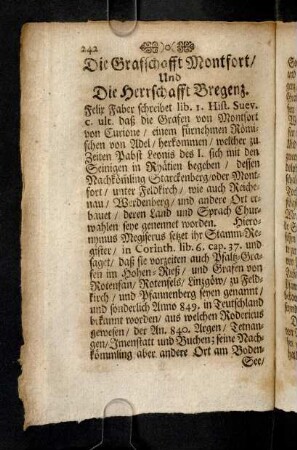 242-250, Felix Faber schreibet ...; Bregenz; Feldkirch; Montfort; Ranckwyl