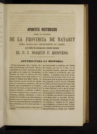 Apuntes Historicos sobre la Conquista de la Provincia de Nayarit