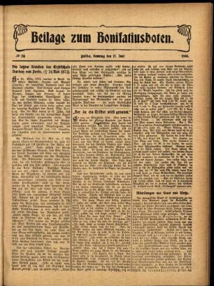 Zweite Ausgabe vom Sonntag, den 17. Juni 1906.