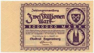 Geldschein / Notgeld, 2 Millionen Mark, 25.8.1923
