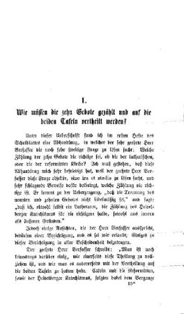 Wie müssen die zehn Gebote gezählt und auf die beiden Tafeln vertheilt werden?