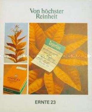 Werbeschild für "Ernte 23"-Zigaretten