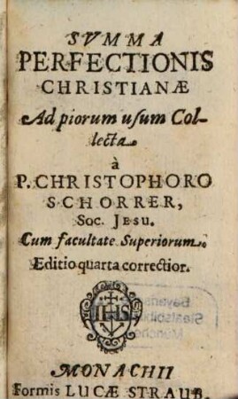 Svmma Perfectionis Christianae