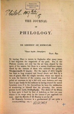 The journal of philology. 5. 1874